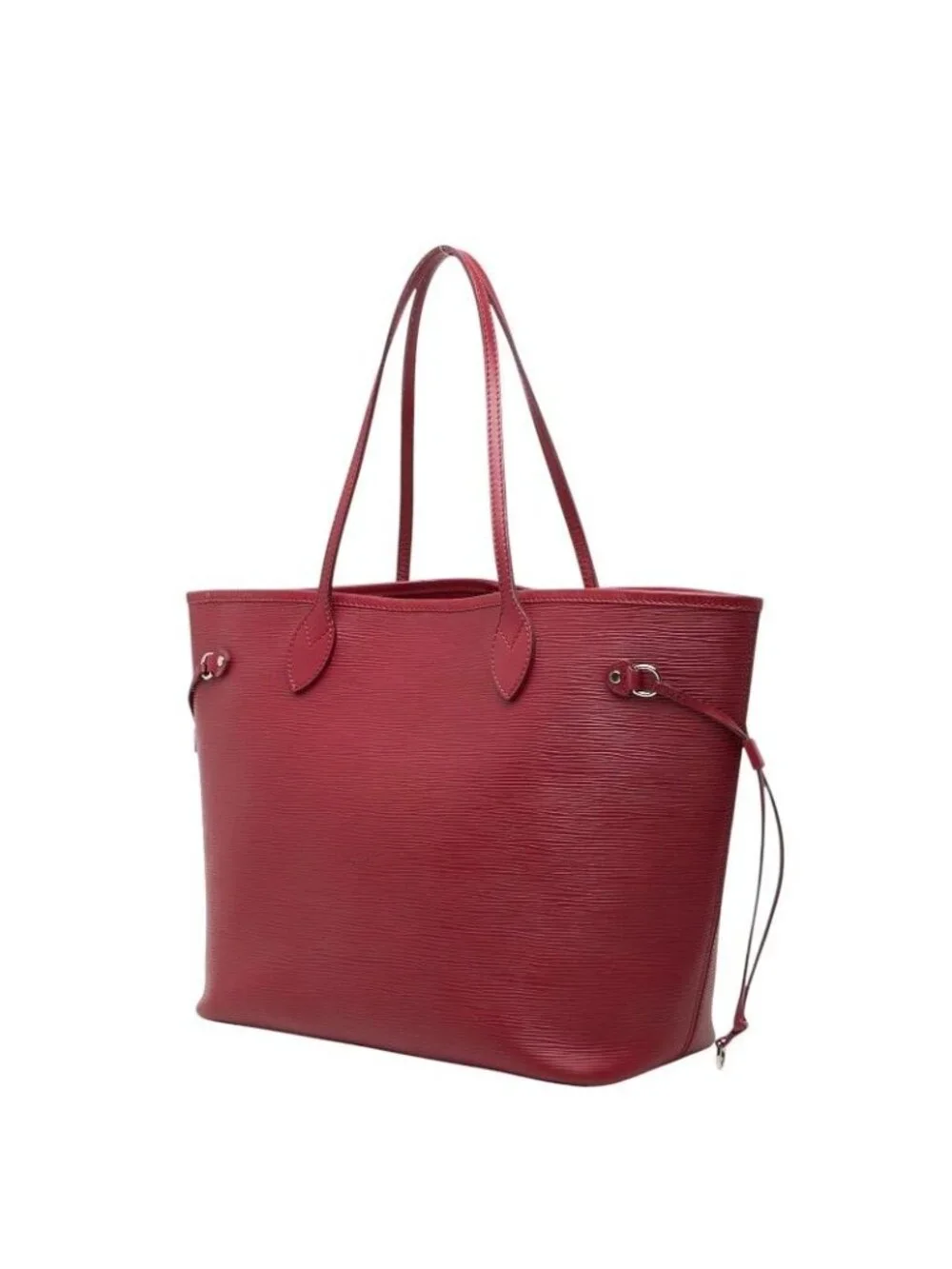 Louis Vuitton Epi Neverfull MM Tote Shoulder Bag Fuchsia Wine Red Leather